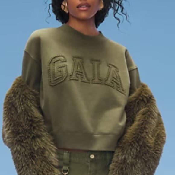Gap x Cult Gaia Olive Green 'GAIA' Sweatshirt, olive green, XXS, NWT - Picture 8 of 10